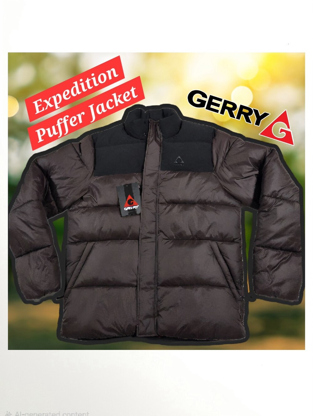 NWT Size Medium Gerry Men's Exhibition Black & Brown Insulated Puffer Jacket